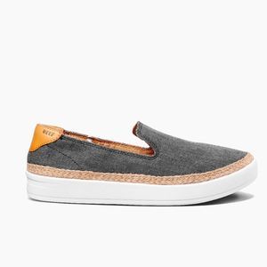 REEF 11 Cushion Sunrise Charcoal Tan & White Shoes w/ leather trim Style 315356